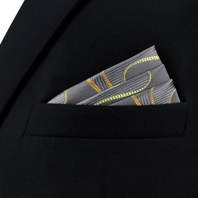 Shlax & Wing AH61 Grey Ripple Mens Pocket Square Gift Fashion Accessories Gift Handkerchief