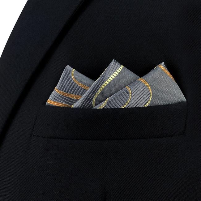 Shlax & Wing AH61 Grey Ripple Mens Pocket Square Gift Fashion Accessories Gift Handkerchief