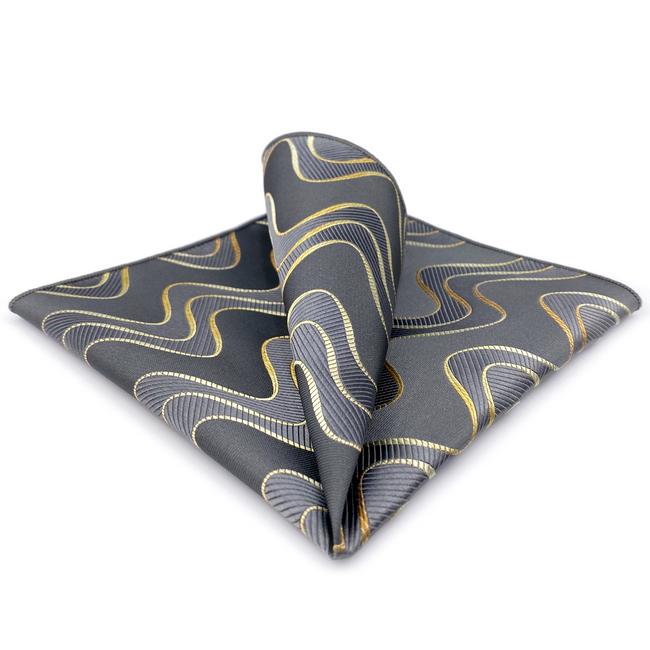shlax & wing AH61 Grey Ripple Mens Pocket Square Gift Fashion Accessories Gift Handkerchief