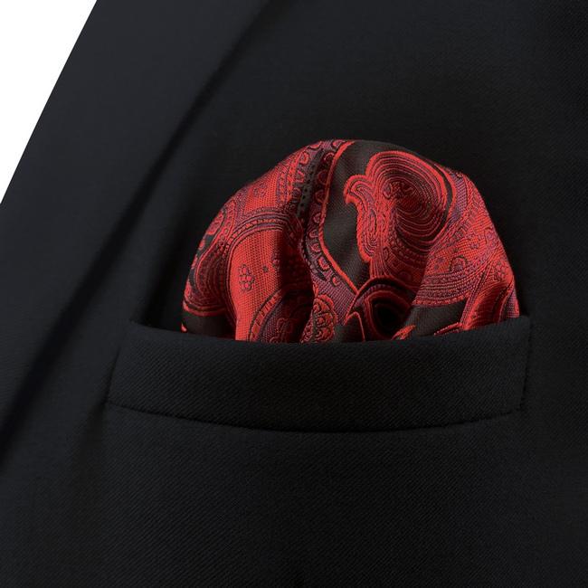 Shlax & Wing AH62 Red Paisley Mens Pocket Square Wedding Fashion Groom Party Handkerchief