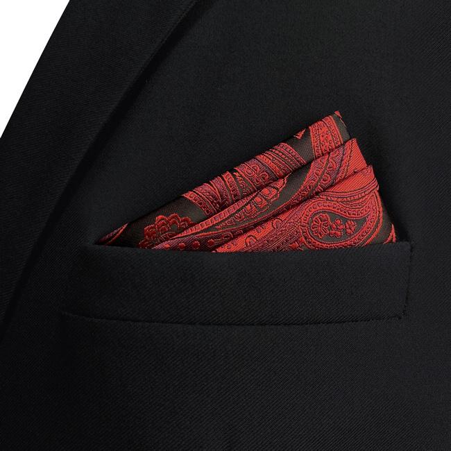 Shlax & Wing AH62 Red Paisley Mens Pocket Square Wedding Fashion Groom Party Handkerchief
