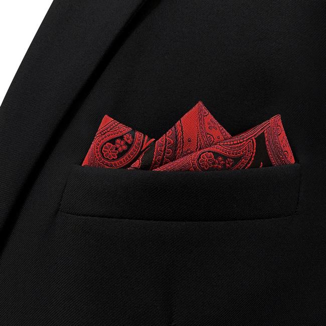 Shlax & Wing AH62 Red Paisley Mens Pocket Square Wedding Fashion Groom Party Handkerchief