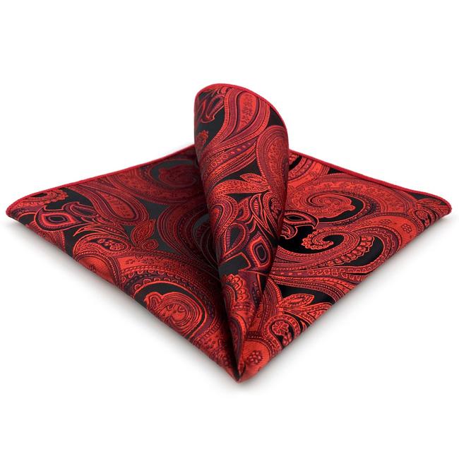shlax & wing AH62 Red Paisley Mens Pocket Square Wedding Fashion Groom Party Handkerchief