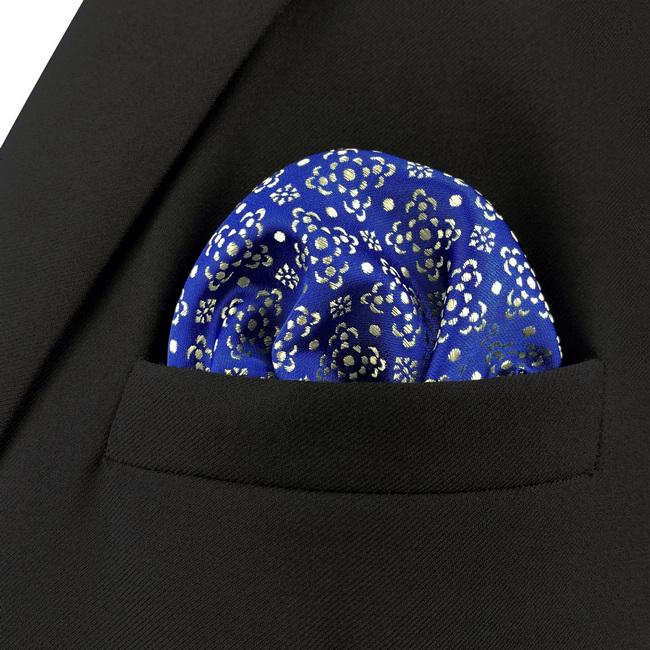 Shlax & Wing AH63 Royal Blue Floral Mens Pocket Square Party Classic Fashion Business Handkerchief