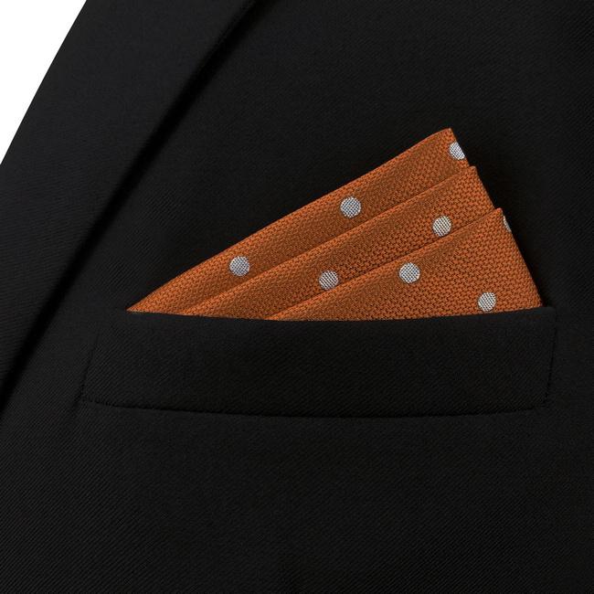 Shlax & Wing AH64 Orange Dots Mens Pocket Square Fashion Classic Wedding Party Gift Handkerchief