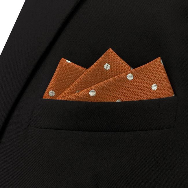 Shlax & Wing AH64 Orange Dots Mens Pocket Square Fashion Classic Wedding Party Gift Handkerchief