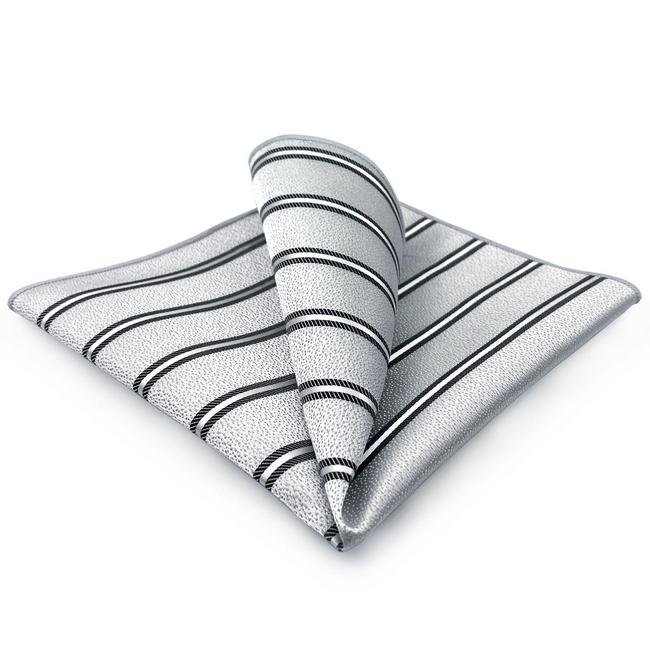 shlax & wing AH65 White Striped Mens Pocket Square Fashion Gift Business Dress Handkerchief