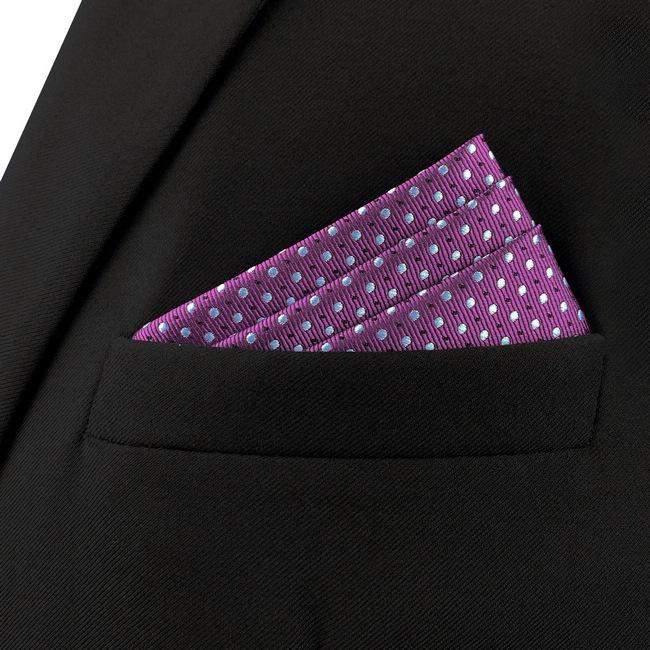 Shlax & Wing AH66 Purple Dots Mens Pocket Square Fashion Wedding Acceossories Classic Party Handkerchief