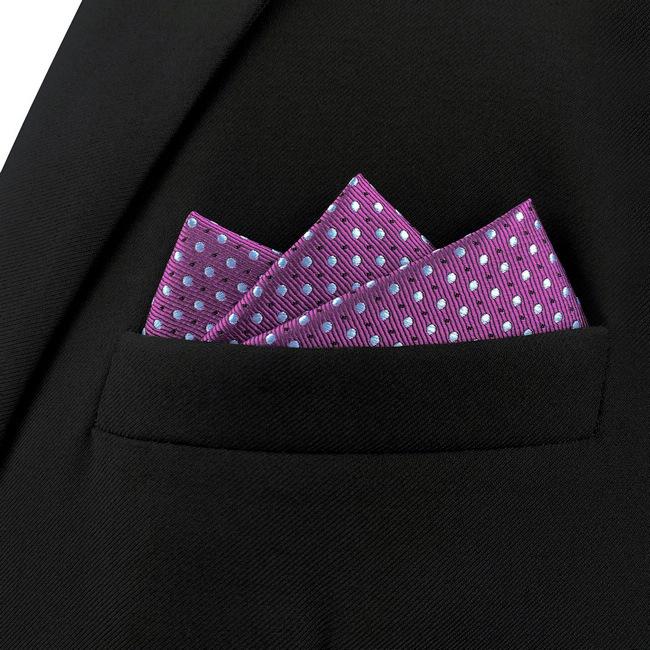 Shlax & Wing AH66 Purple Dots Mens Pocket Square Fashion Wedding Acceossories Classic Party Handkerchief