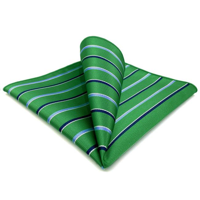 shlax & wing AH69 Kelly Green Striped Mens Pocket Square Gift Fashion Party Novelty Business Handkerchief