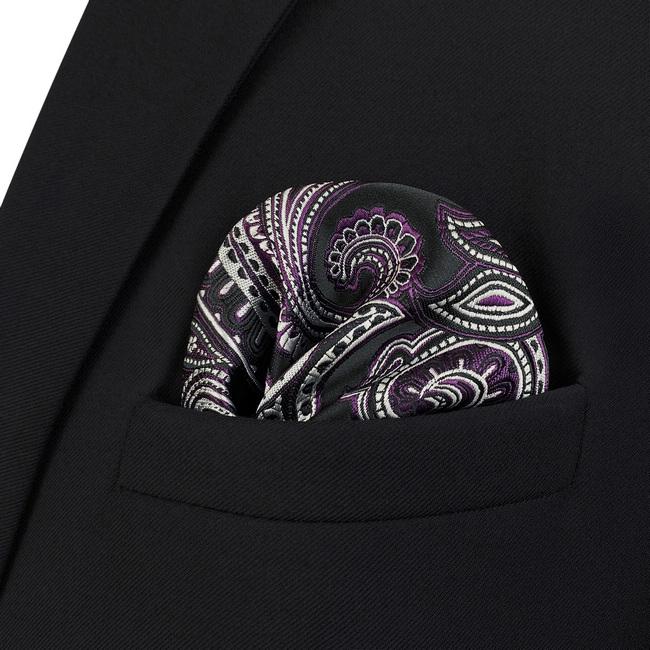 Shlax & Wing AH72 Dark Purple Paisley Mens Handkerchief Fashion Classic Wedding Party Gift Handkerchief