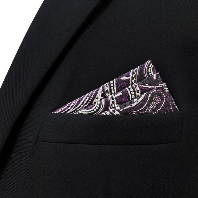 Shlax & Wing AH72 Dark Purple Paisley Mens Handkerchief Fashion Classic Wedding Party Gift Handkerchief