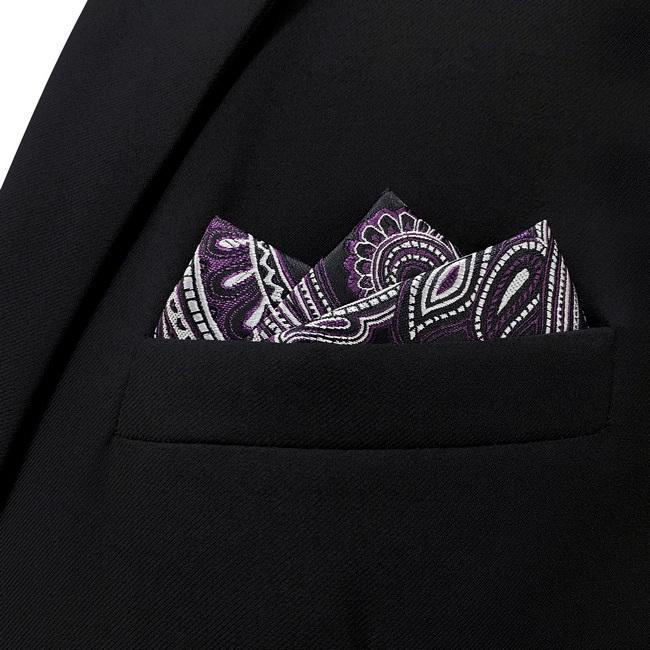 Shlax & Wing AH72 Dark Purple Paisley Mens Handkerchief Fashion Classic Wedding Party Gift Handkerchief