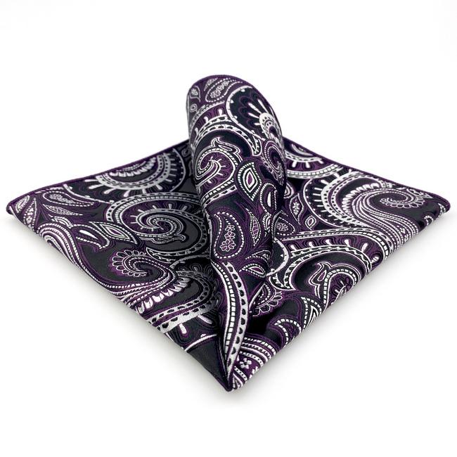 shlax & wing AH72 Dark Purple Paisley Mens Handkerchief Fashion Classic Wedding Party Gift Handkerchief
