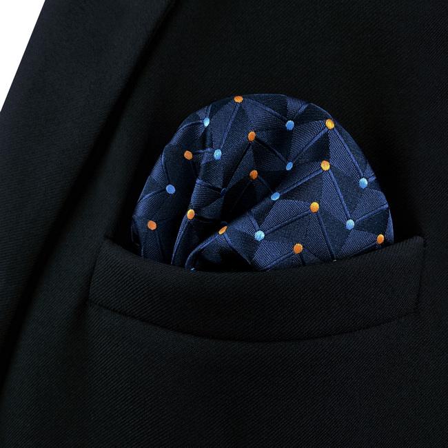 Shlax & Wing AH73 Navy Blue Dots Mens Handkerchief Party Fashion Business Classic Dress Handkerchief