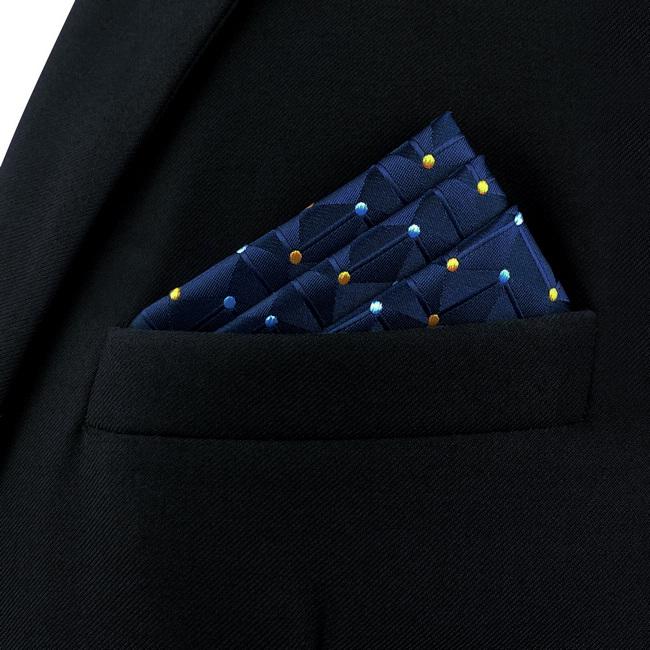 Shlax & Wing AH73 Navy Blue Dots Mens Handkerchief Party Fashion Business Classic Dress Handkerchief