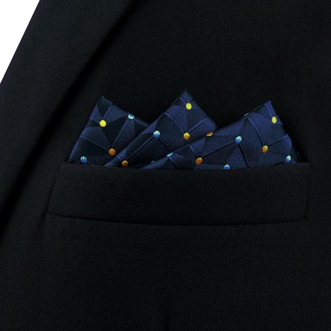 Shlax & Wing AH73 Navy Blue Dots Mens Handkerchief Party Fashion Business Classic Dress Handkerchief