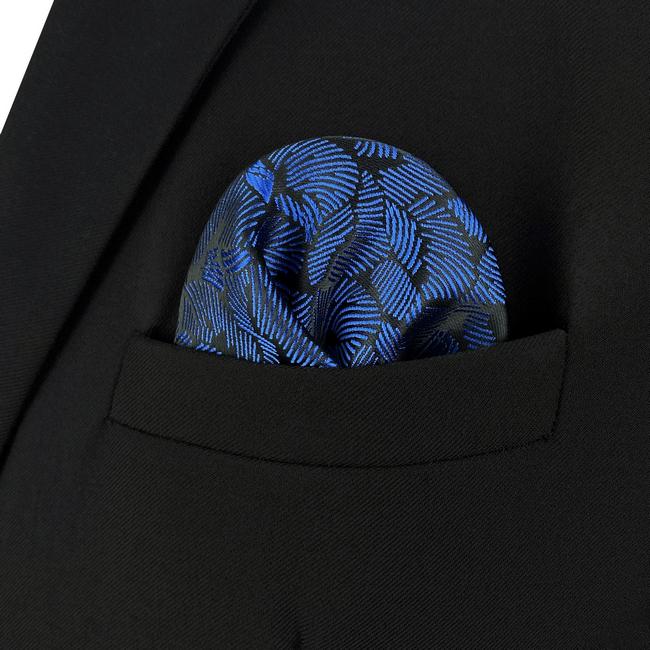 Shlax & Wing AH75 Blue Pattern Mens Pocket Square Fashion Business Accessory Handkerchief