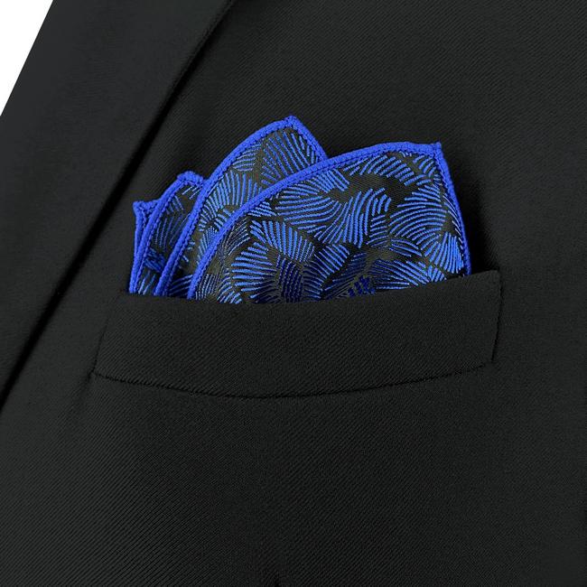 Shlax & Wing AH75 Blue Pattern Mens Pocket Square Fashion Business Accessory Handkerchief