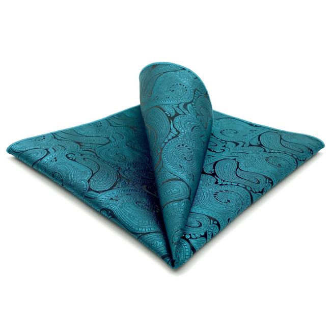 shlax & wing AH77 Dark Teal Paisley Mens Pocket Square Luxury Gift Accessories Party Handkerchief
