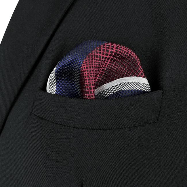 Shlax & Wing AH79 Red Blue Striped Mens Pocket Square Fashion Gift Business Handkerchief