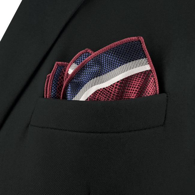 Shlax & Wing AH79 Red Blue Striped Mens Pocket Square Fashion Gift Business Handkerchief