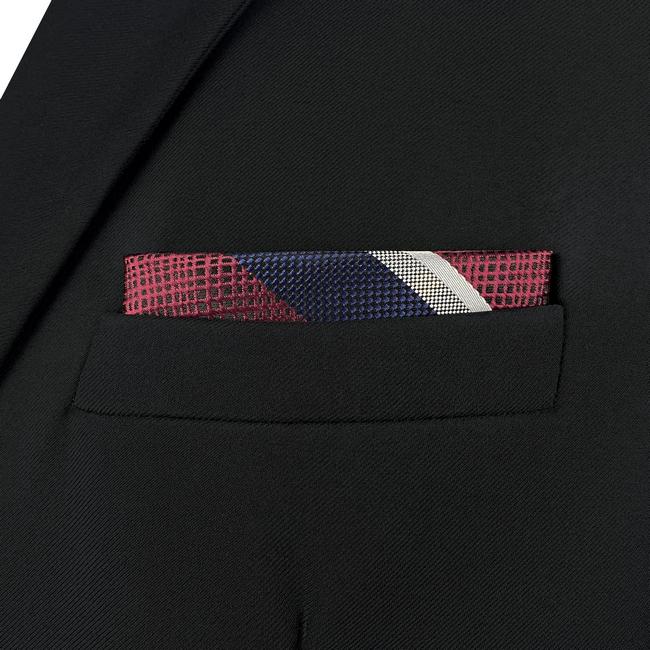 Shlax & Wing AH79 Red Blue Striped Mens Pocket Square Fashion Gift Business Handkerchief