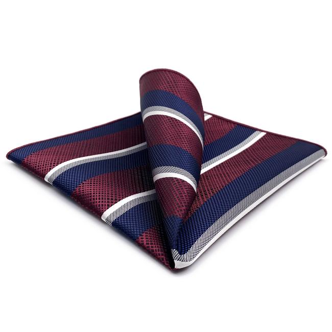 shlax & wing AH79 Red Blue Striped Mens Pocket Square Fashion Gift Business Handkerchief