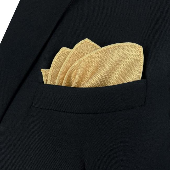Shlax & Wing AH80 Light Yellow Solid Mens Pocket Square Fashion Gift Wedding Handkerchief Classic