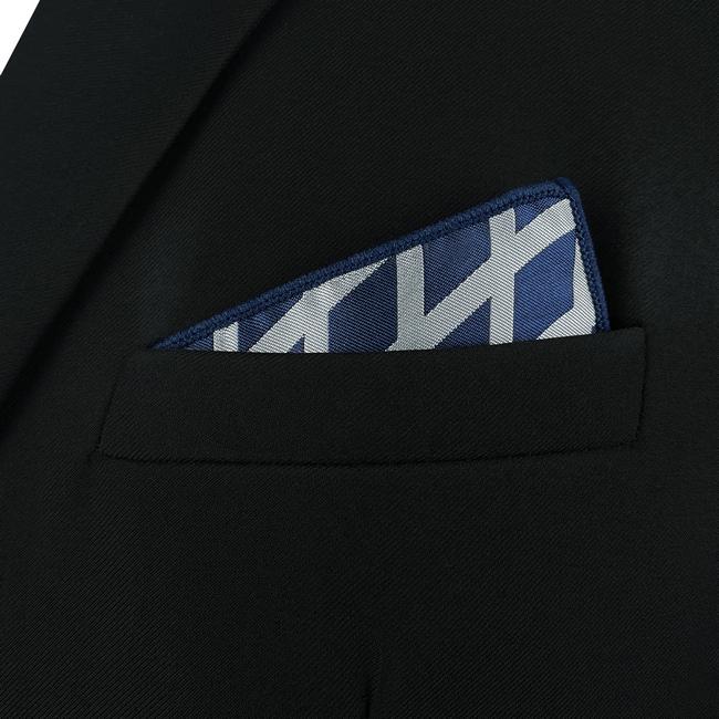 Shlax & Wing AH81 Grey Blue Geometric Mens Pocket Square Classic Fashion Wedding Handkerchief