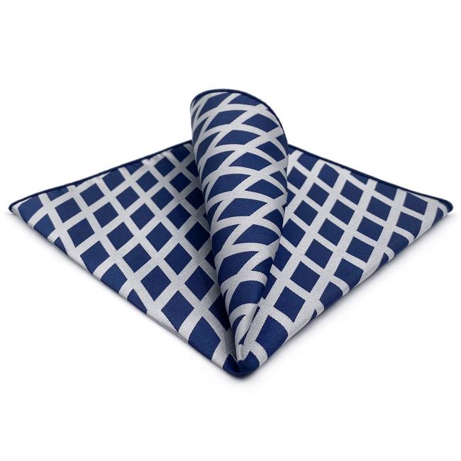 shlax & wing AH81 Grey Blue Geometric Mens Pocket Square Classic Fashion Wedding Handkerchief