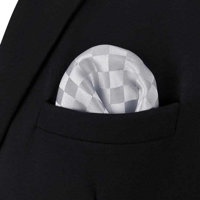 Shlax & Wing AH83 Silver Checkes Mens Pocket Square Classic Fashion Wedding Handkerchief