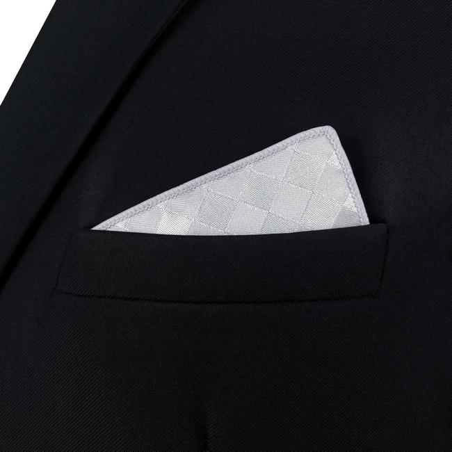 Shlax & Wing AH83 Silver Checkes Mens Pocket Square Classic Fashion Wedding Handkerchief