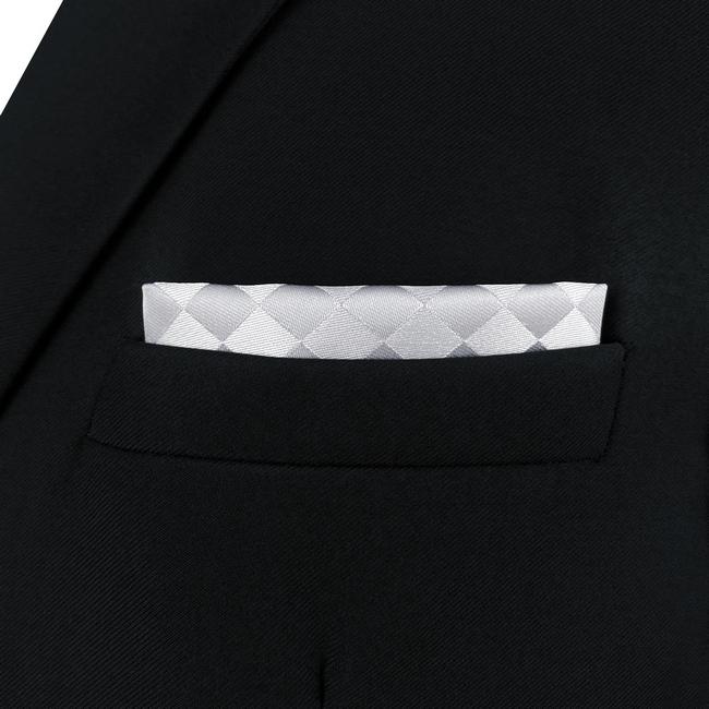 Shlax & Wing AH83 Silver Checkes Mens Pocket Square Classic Fashion Wedding Handkerchief