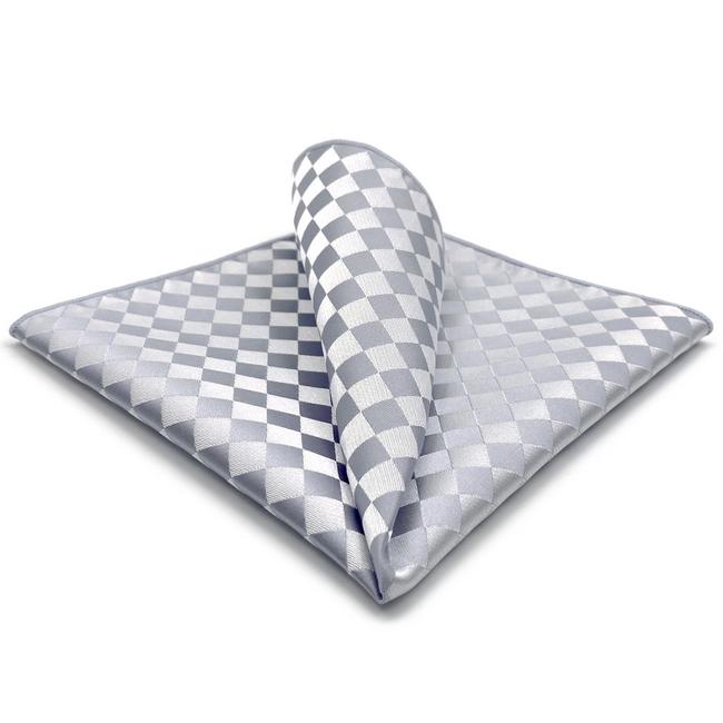 shlax & wing AH83 Silver Checkes Mens Pocket Square Classic Fashion Wedding Handkerchief