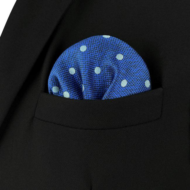 Shlax & Wing AH84 Blue Polka Dots Mens Pocket Square Fashion Business Accessory Handkerchief Classic