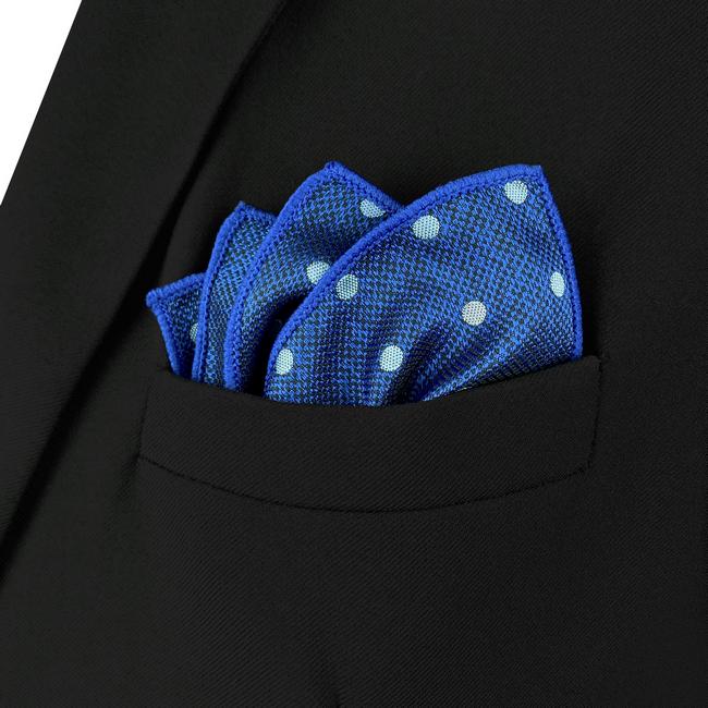 Shlax & Wing AH84 Blue Polka Dots Mens Pocket Square Fashion Business Accessory Handkerchief Classic