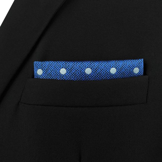 Shlax & Wing AH84 Blue Polka Dots Mens Pocket Square Fashion Business Accessory Handkerchief Classic
