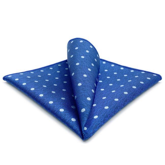 shlax & wing AH84 Blue Polka Dots Mens Pocket Square Fashion Business Accessory Handkerchief Classic