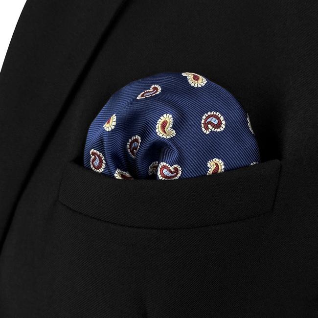 Shlax & Wing AH86 Mens Pocket Square Blue Paisley Fashion Classic Party Gift Handkerchief Business