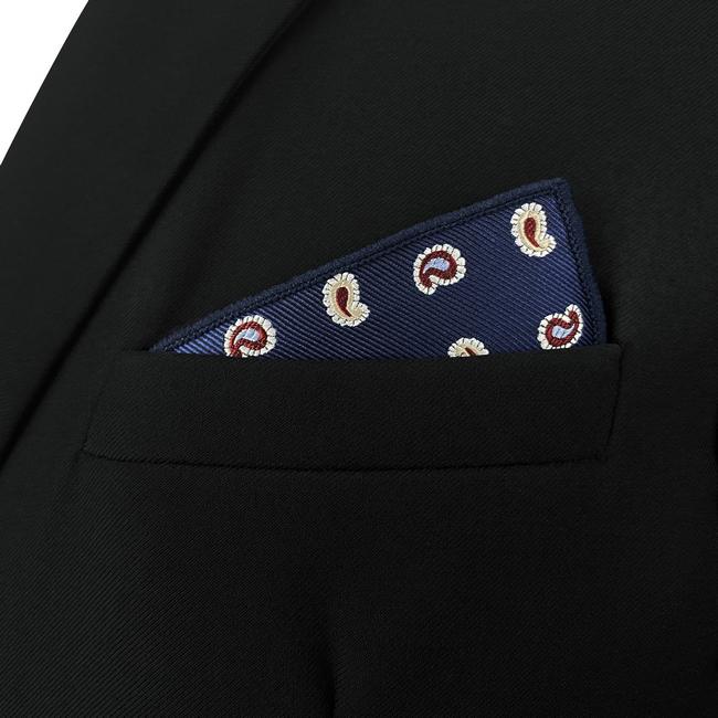 Shlax & Wing AH86 Mens Pocket Square Blue Paisley Fashion Classic Party Gift Handkerchief Business