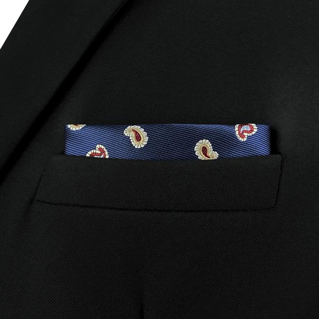 Shlax & Wing AH86 Mens Pocket Square Blue Paisley Fashion Classic Party Gift Handkerchief Business