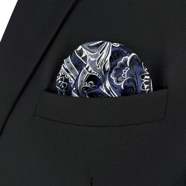 Shlax & Wing AH87 Blue Paisley Mens Pocket Square Luxury Gift Accessories Party Handkerchief