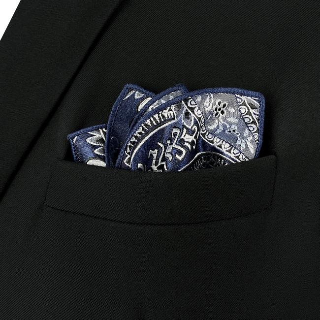 Shlax & Wing AH87 Blue Paisley Mens Pocket Square Luxury Gift Accessories Party Handkerchief