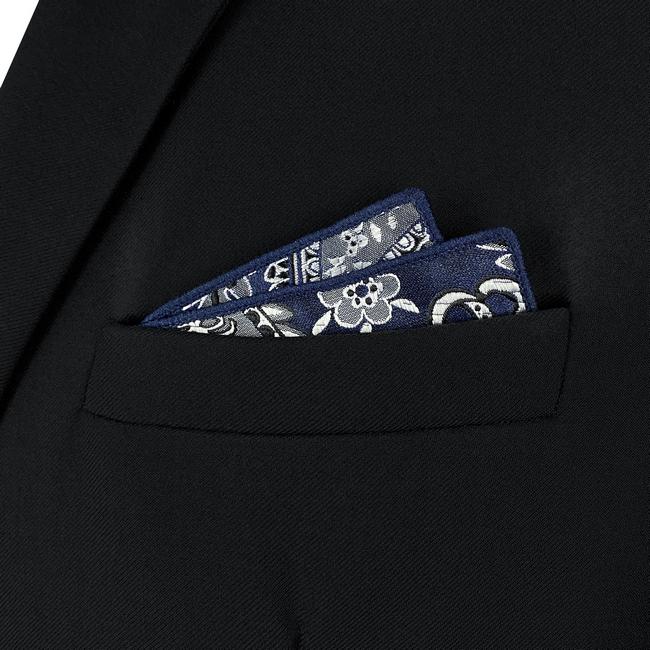 Shlax & Wing AH87 Blue Paisley Mens Pocket Square Luxury Gift Accessories Party Handkerchief