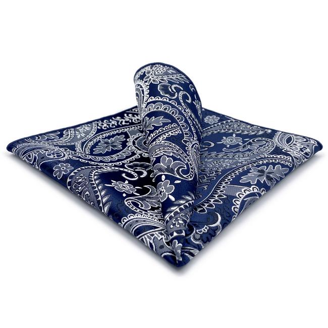 shlax & wing AH87 Blue Paisley Mens Pocket Square Luxury Gift Accessories Party Handkerchief