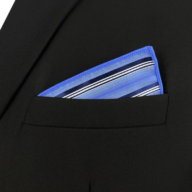 Shlax & Wing AH89 Light Blue Striped Mens Pocket Square Gift Fashion Party Novelty Business Handkerchief
