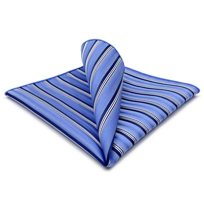 shlax & wing AH89 Light Blue Striped Mens Pocket Square Gift Fashion Party Novelty Business Handkerchief
