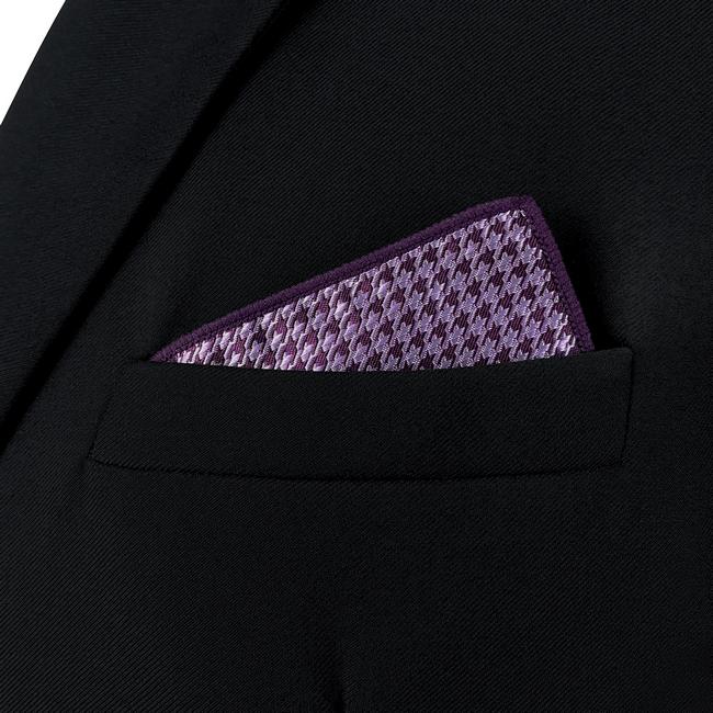 Shlax & Wing AH90 Purple Houndstooth Mens Pocket Square Jacquard Woven Hanky Business Classic Wedding