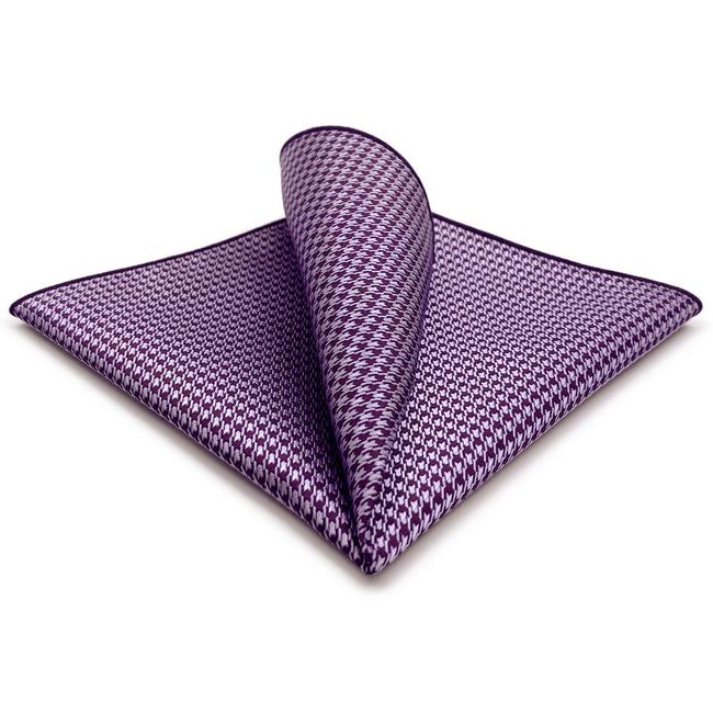 shlax & wing AH90 Purple Houndstooth Mens Pocket Square Jacquard Woven Hanky Business Classic Wedding